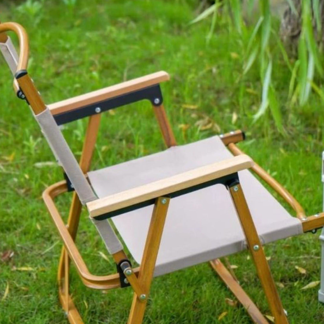 Chaise pliante en bois et toile pour extérieur